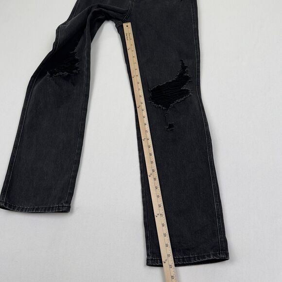 Judy Blue Jeans Womens 27 Black 90s Straight Ripped High Rise Stretch Dark Denim - Picture 15 of 16